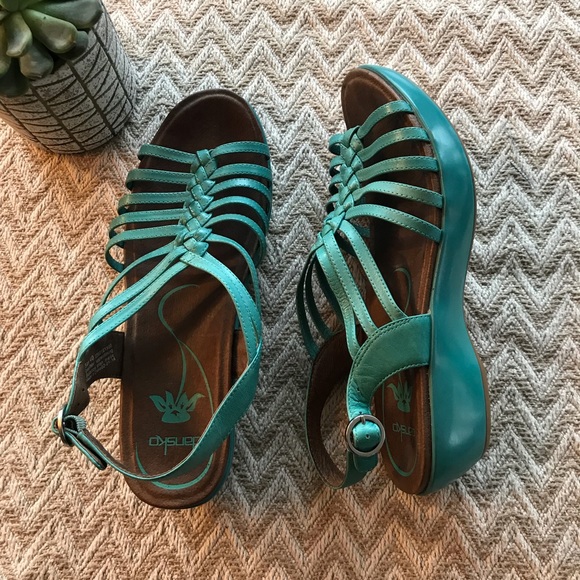 Dansko Shoes - Dansko Turquoise woven leather slingback sandal 40
